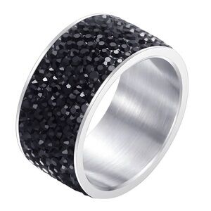 Stainless steel Black CZ ring